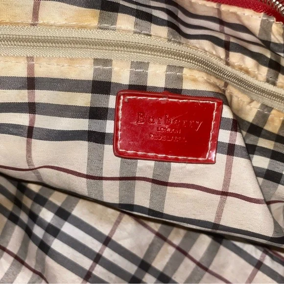 vintage Burberry Blue Label tote bag with red patent leather trim, - Picture 4 of 4